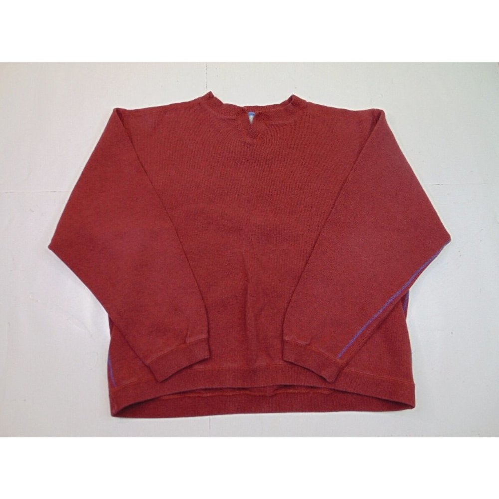 Orvis Men L Pullover Sweater Business Casual Red Cotton Striped